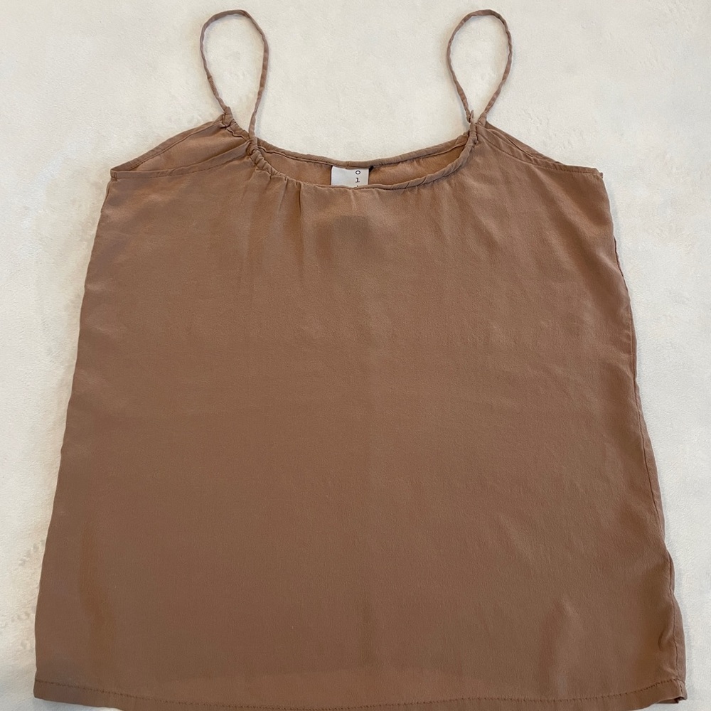 Olivaceous Nude Silk Tank